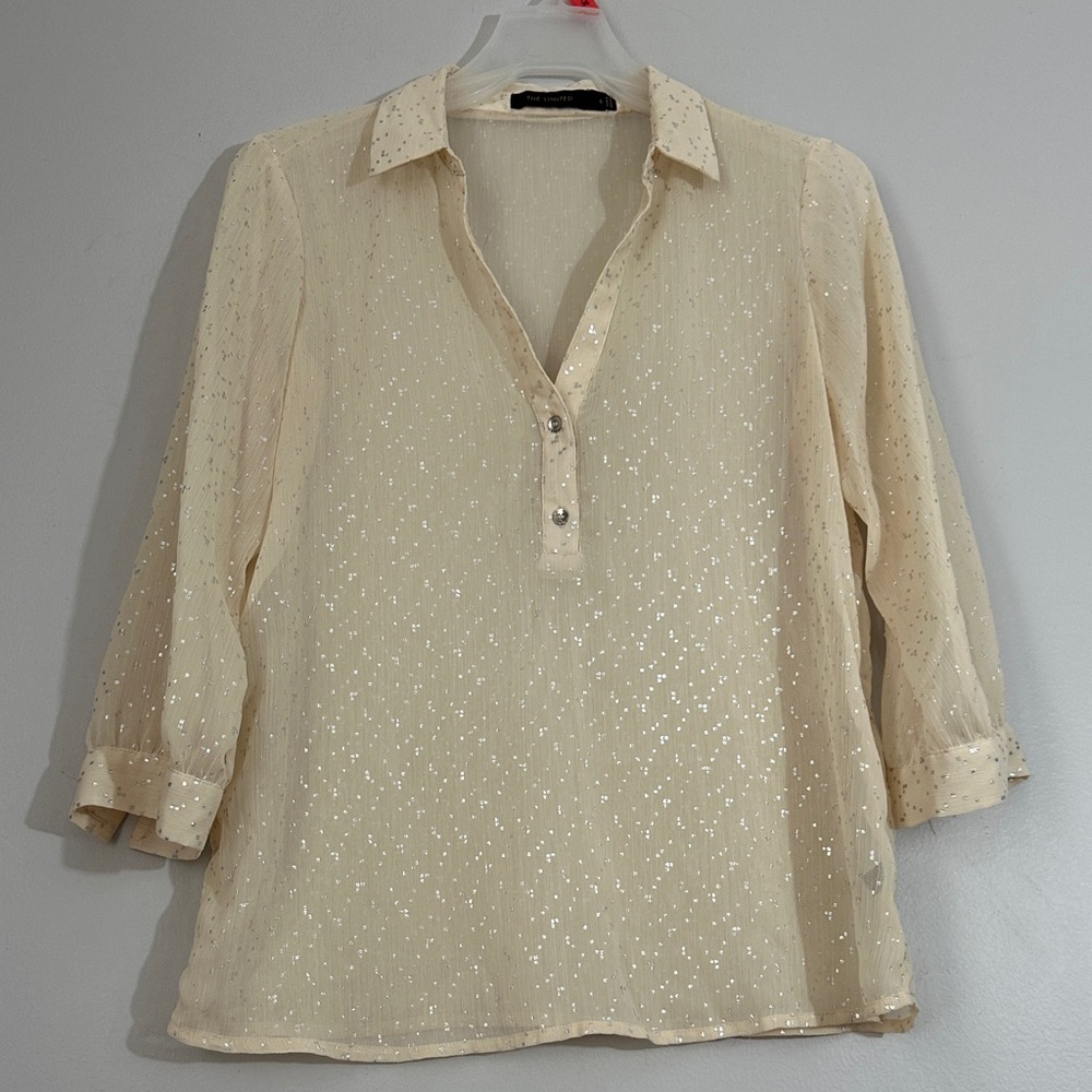Sheer Cream & Silver Women's Top size S
